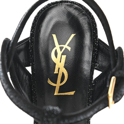 Saint Laurent Glitter Effect Calfskin Tribute 75 Platform Sandals 35.5 Black 7 of 9