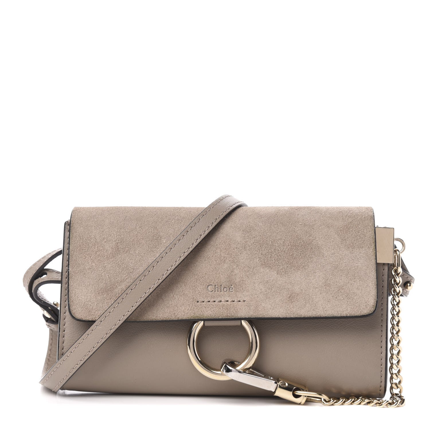 Chloe Suede Calfskin Mini Faye Shoulder Bag Motty Grey 1 of 10