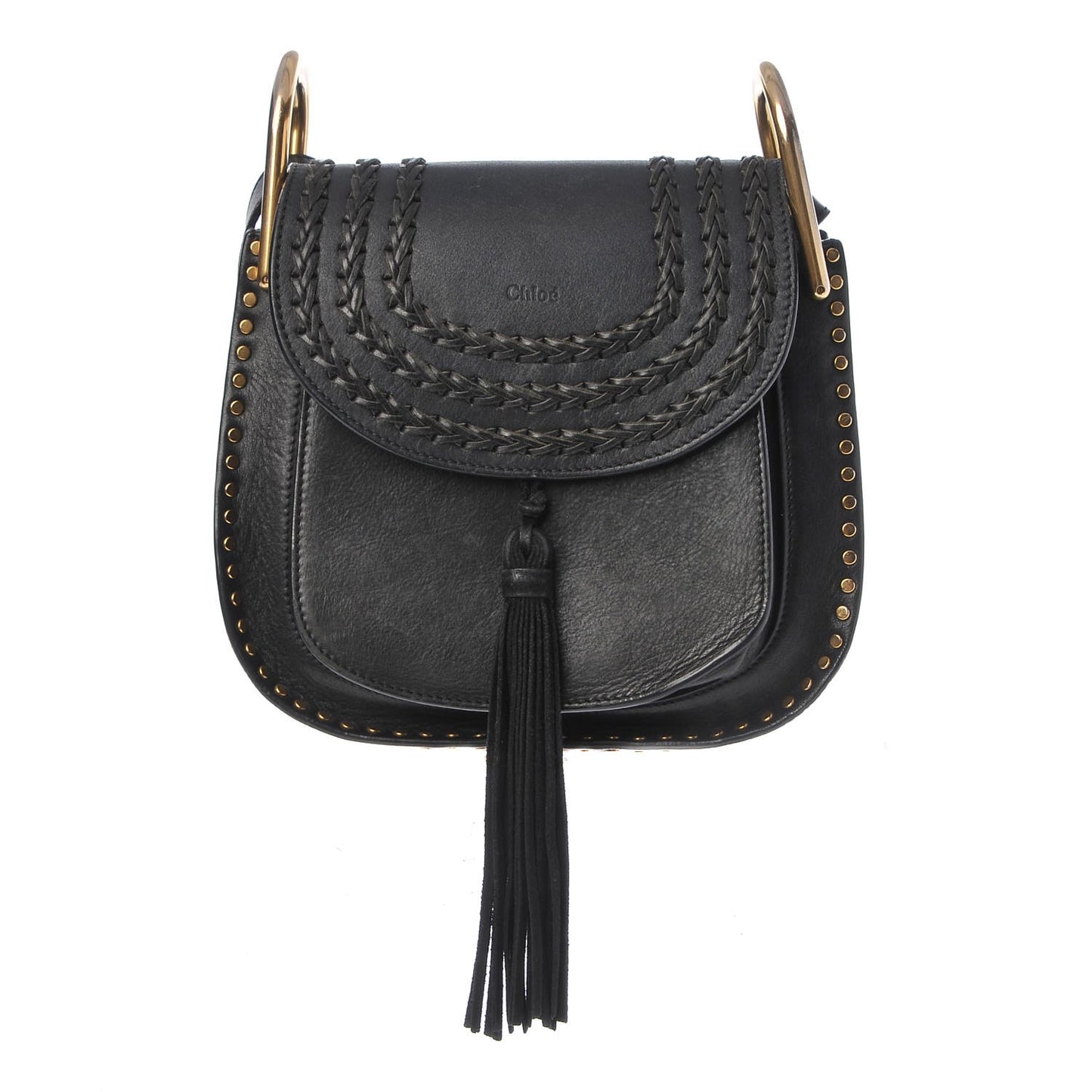 Calfskin Braided Small Hudson Shoulder Bag Black