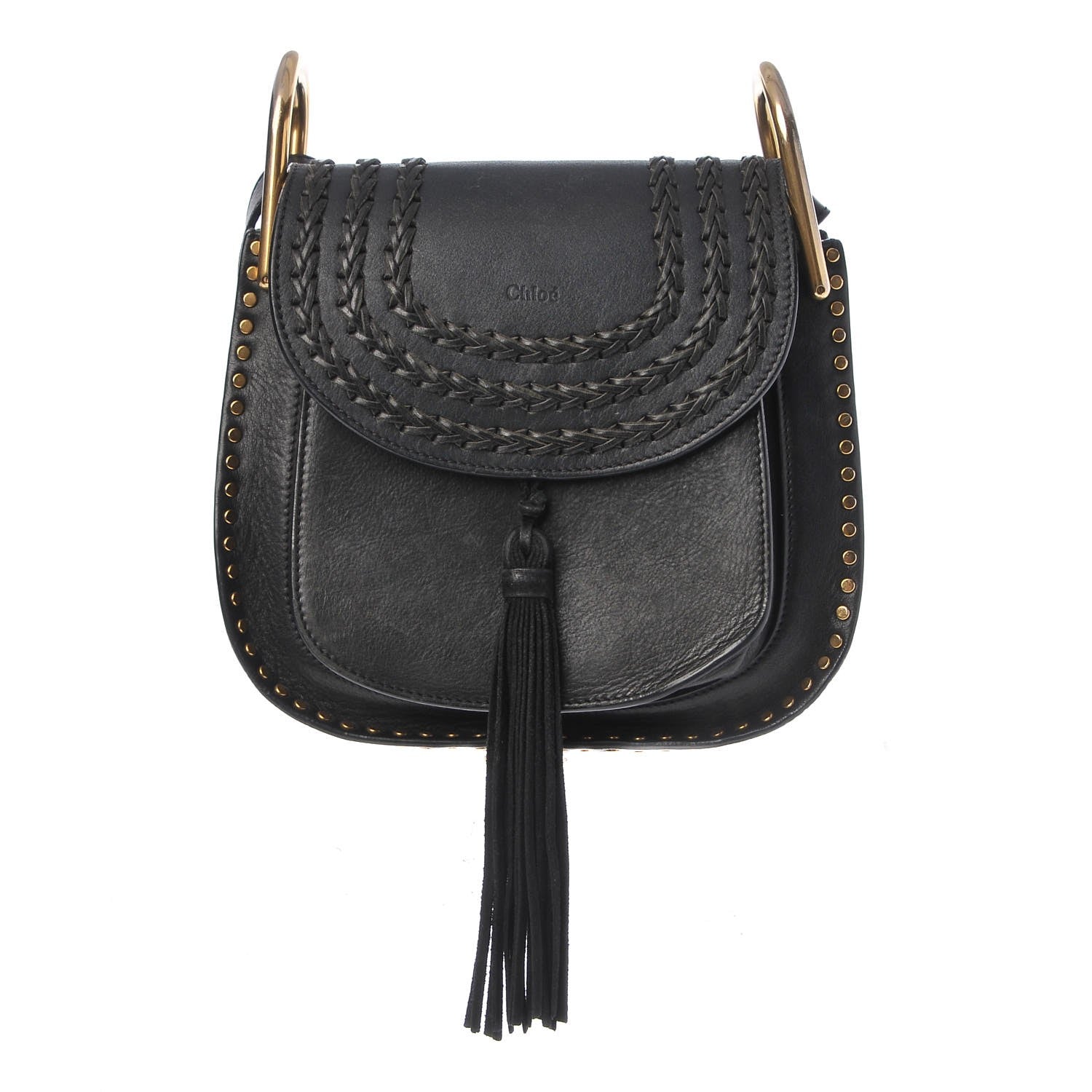 Chloe Calfskin Braided Small Hudson Shoulder Bag Black 1 of 7