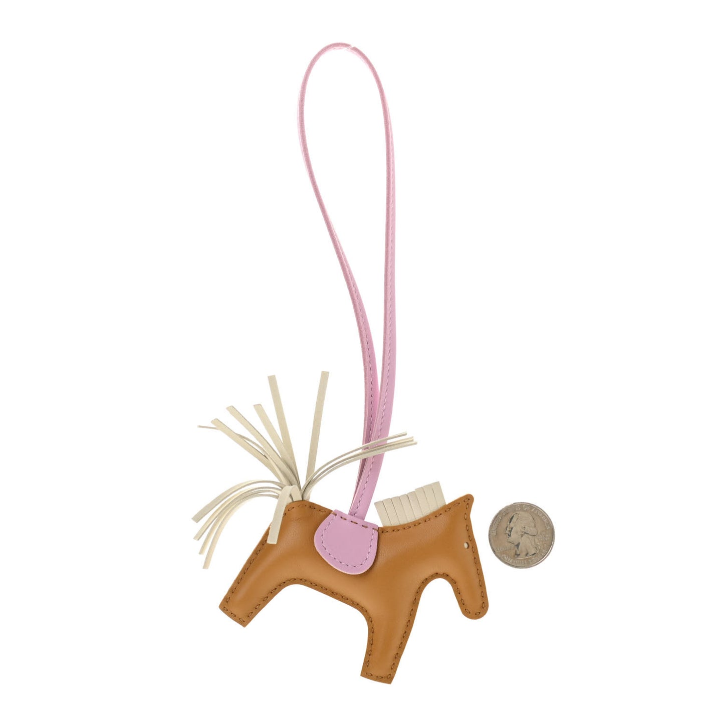 Milo Lambskin Grigri Rodeo Horse Bag Charm PM Sesame Mauve Sylvestre Craie