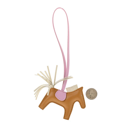 Hermes Milo Lambskin Grigri Rodeo Horse Bag Charm PM Sesame Mauve Sylvestre Craie 2 of 4