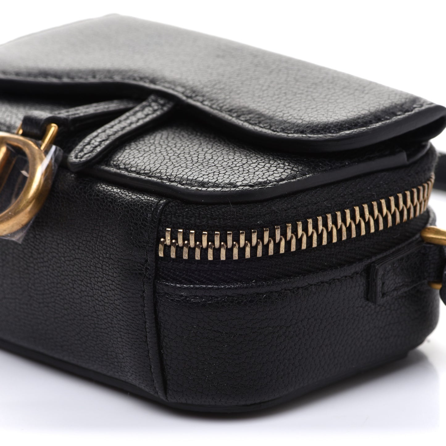 Goatskin Mini Saddle Pouch Black