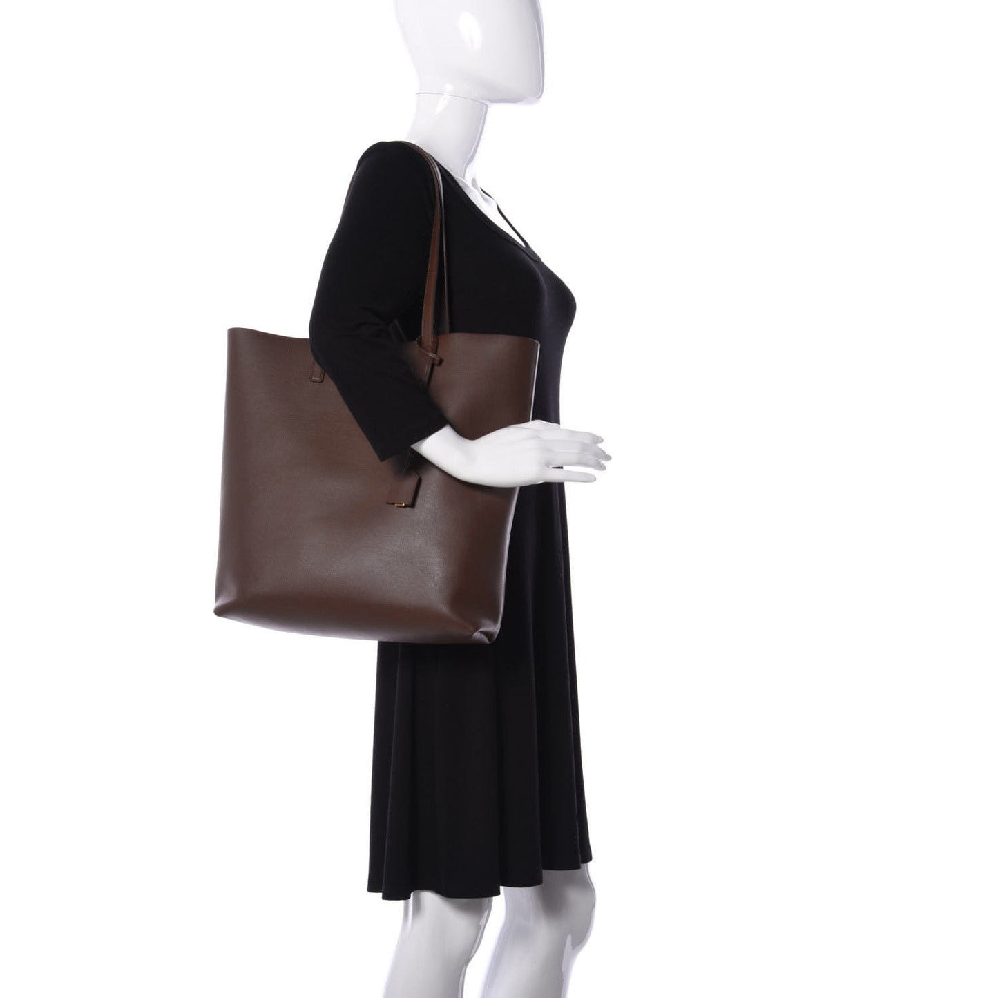 Calfskin Medium Shopping Tote Old Brandy
