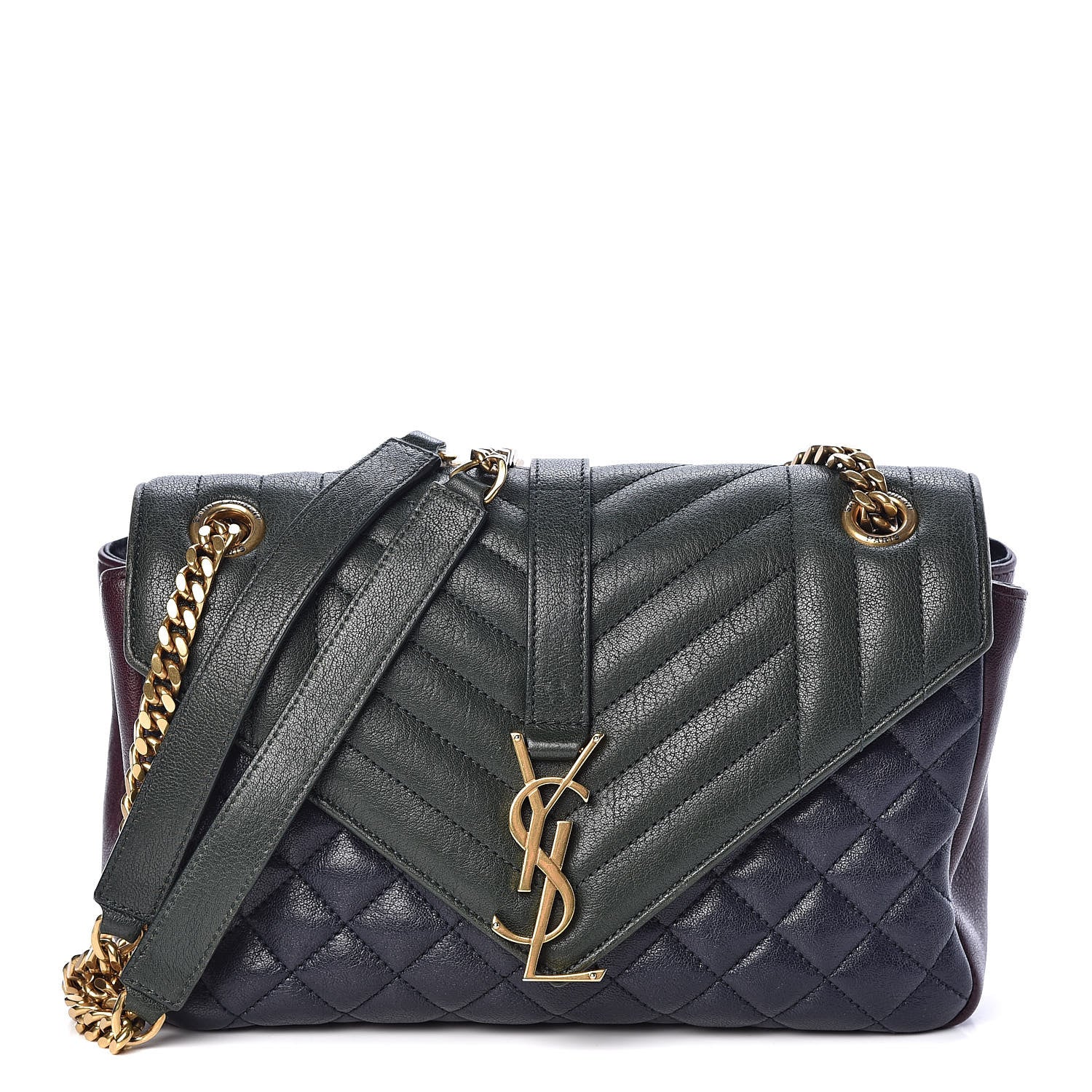 Saint Laurent Sheepskin Tri-Color Tri-Quilt Monogram Medium College Bag 1 of 10