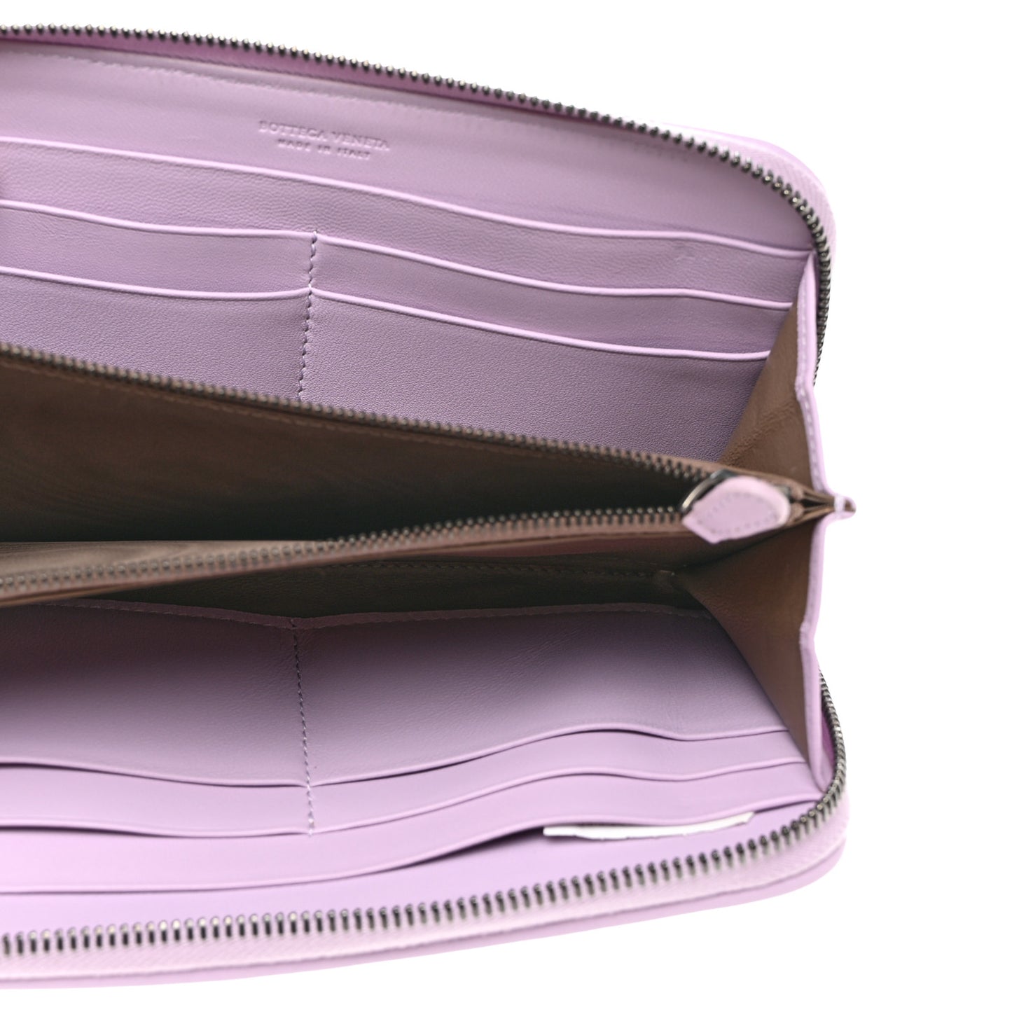 Nappa Intrecciato Zip Around Wallet Lilac