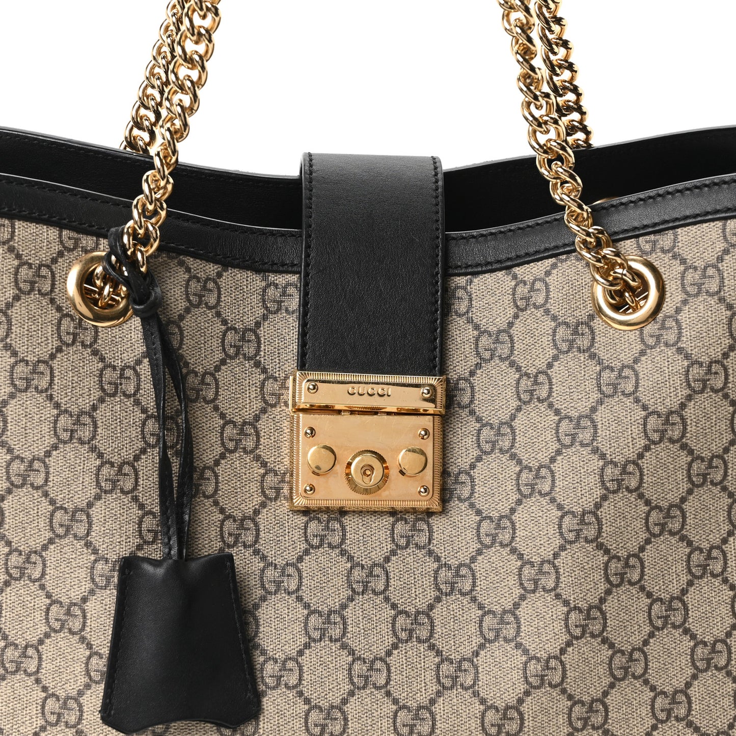 GG Supreme Monogram Medium Padlock Tote Black