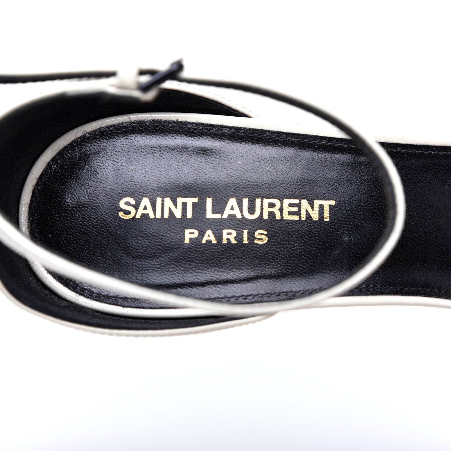 Saint Laurent Patent Calfskin Amber 105 Ankle Strap Sandals 40 White 7 of 8