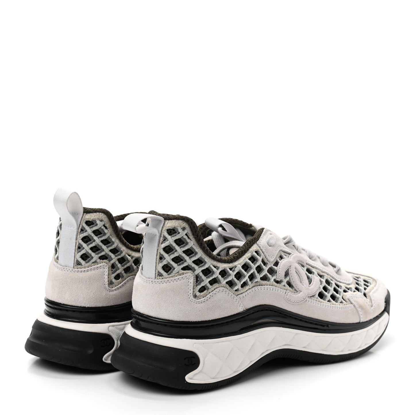 Suede Calfskin Embroidered CC Sneakers 40 Ecru Light Gray