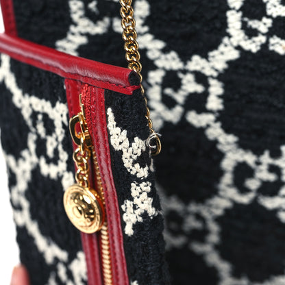 Gucci Tweed GG Monogram Large Rajah Chain Tote Romantic Cherry Black White 12 of 12