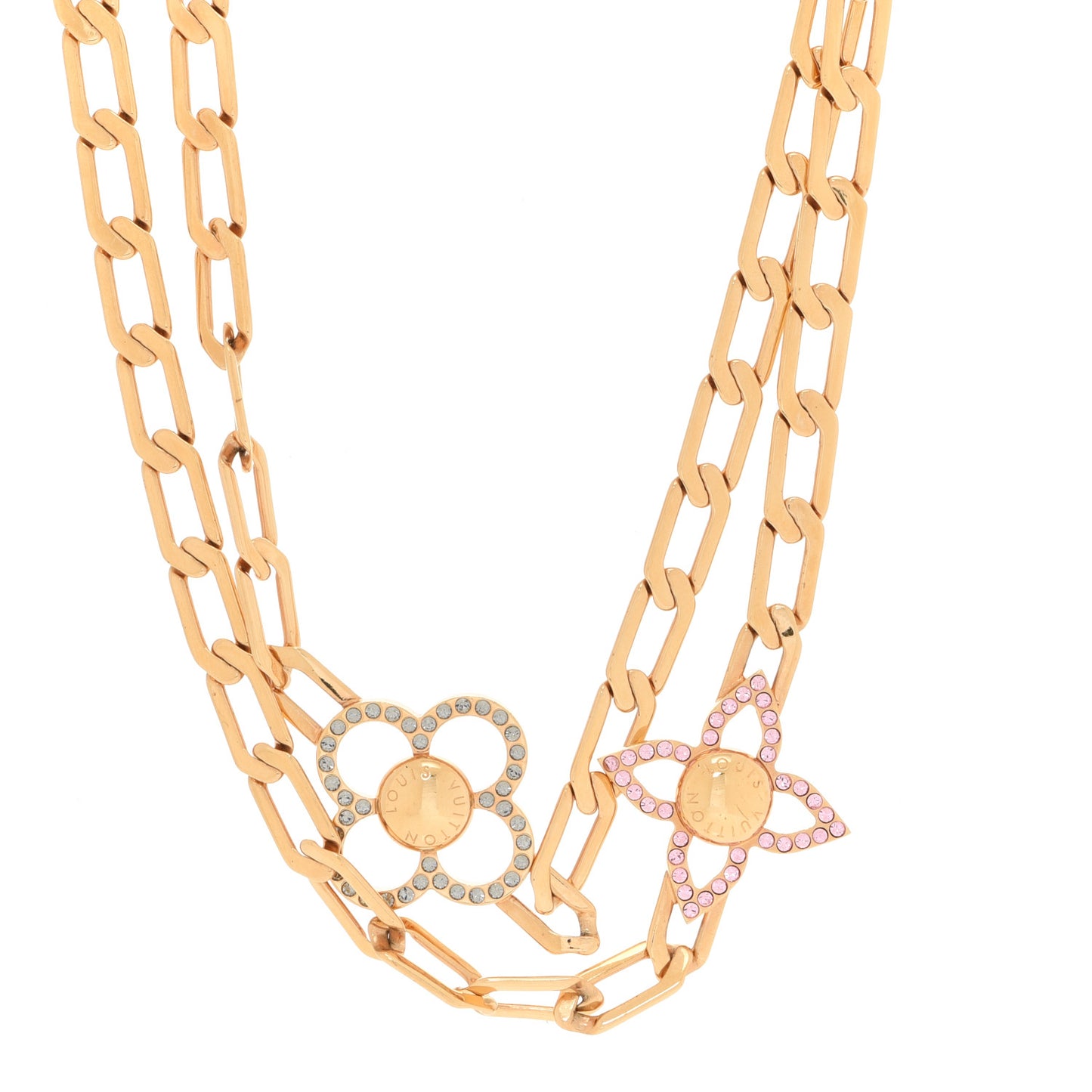 Monogram Multicolor Swarovski Crystal Flower Power Sautoir Necklace Gold