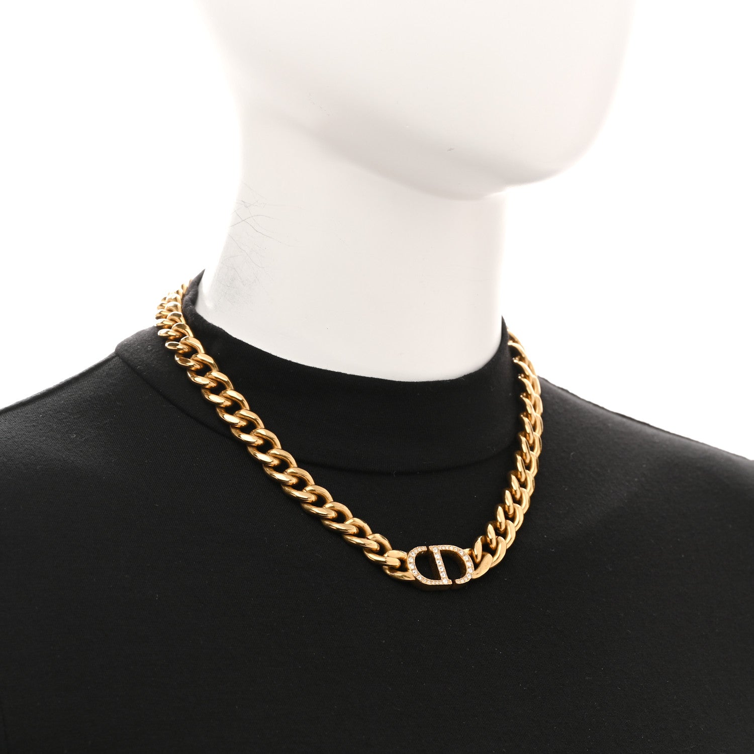 Christian Dior Metal Crystal 30 Montaigne Necklace Gold 2 of 5