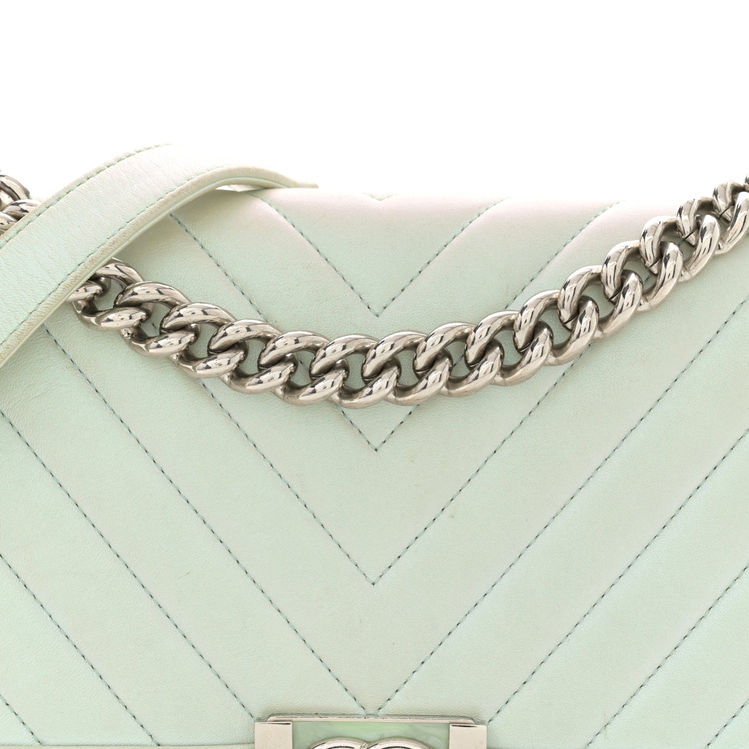 Chanel Iridescent Lambskin Chevron Quilted Medium Boy Flap Turquoise 8 of 18