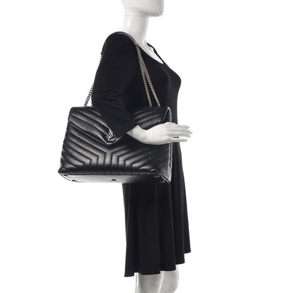 Saint Laurent Calfskin Y Quilted Monogram Large Loulou Chain Satchel Black 2 of 9
