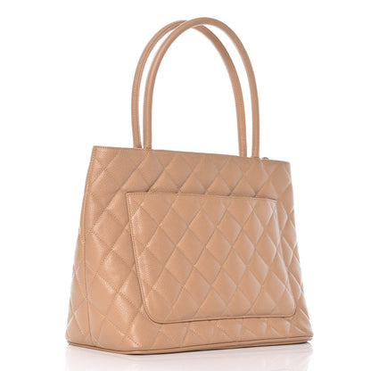 Chanel Caviar Quilted Medallion Tote Beige 3 of 10