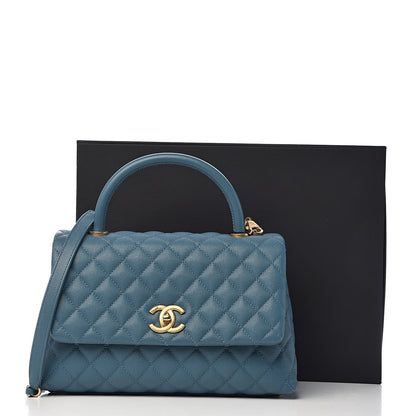 Chanel Caviar Quilted Small Coco Handle Flap Blue 11 of 11