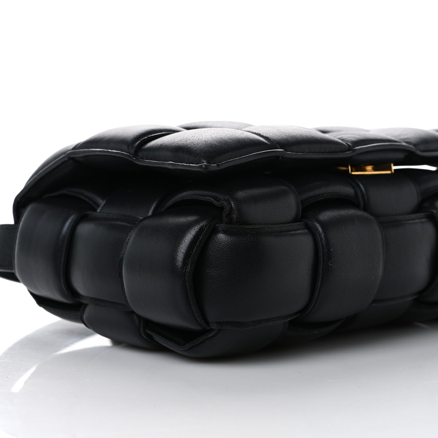 Nappa Maxi Intreccio Padded Cassette Crossbody Bag Black