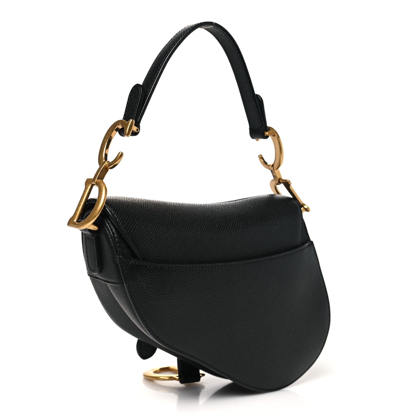 Grained Calfskin Mini Saddle Bag Black