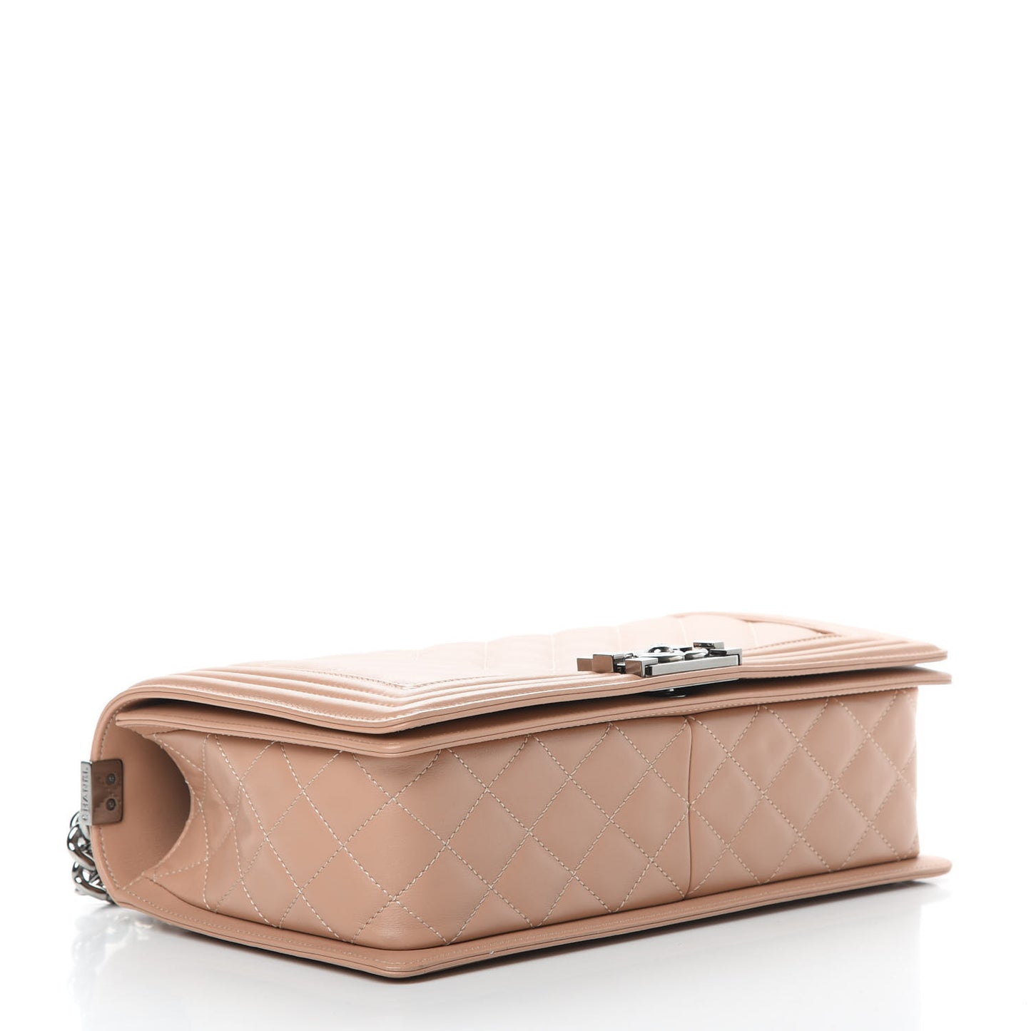 Calfskin Chevron Quilted New Medium Boy Flap Beige