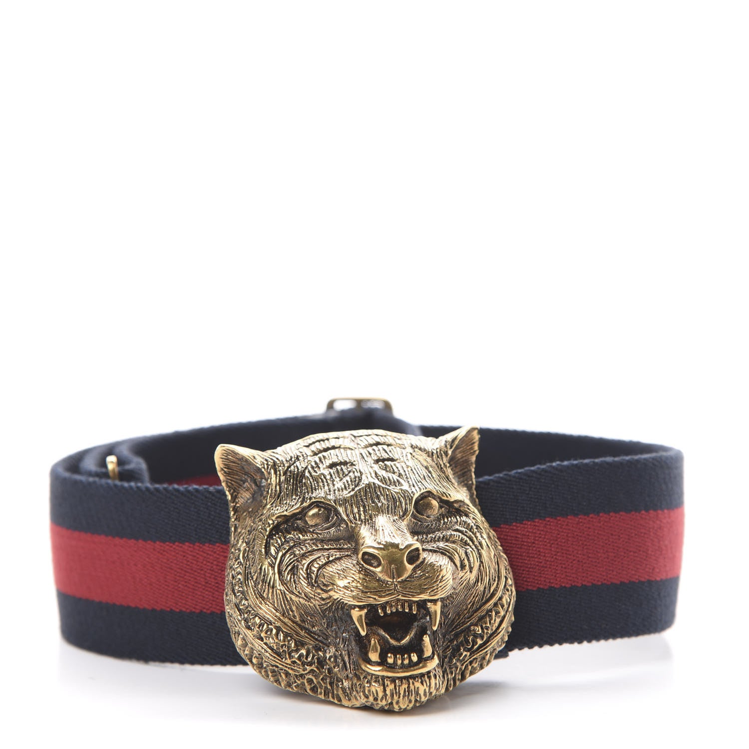 Gucci Web Feline Buckle Belt 65 26 Blue Red 1 of 3