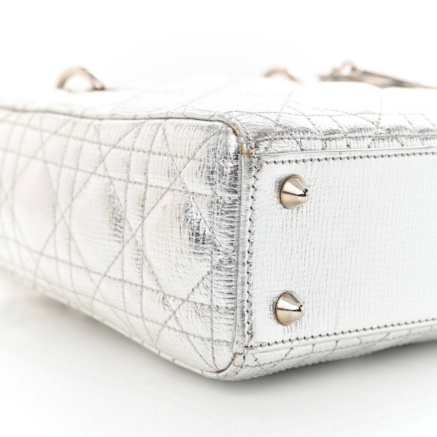 Christian Dior Metallic Grained Calfskin Cannage Small Lucky Badges My Lady Dior Silver 9 of 14