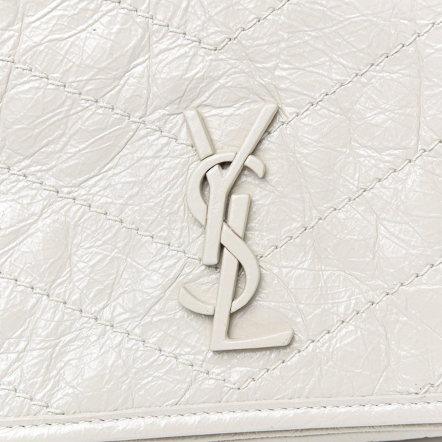 Crinkled Calfskin Matelasse Monogram Niki Chain Wallet Crema Soft