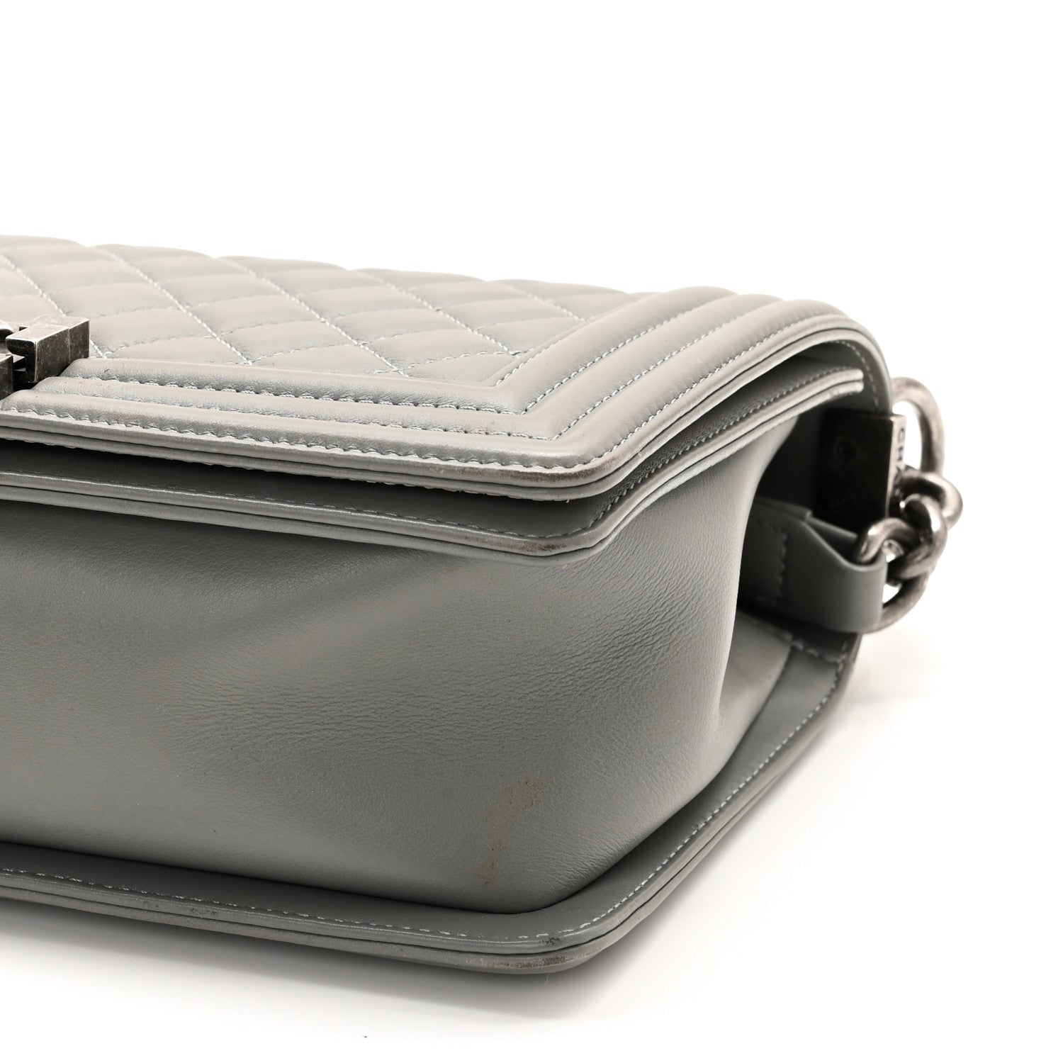 Chanel Lambskin Quilted Medium Boy Flap Grey 10 of 13