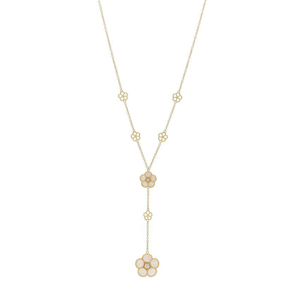 Roberto Coin 18K Yellow Gold Diamond Mother of Pearl Daisy Y Necklace 1 of 4