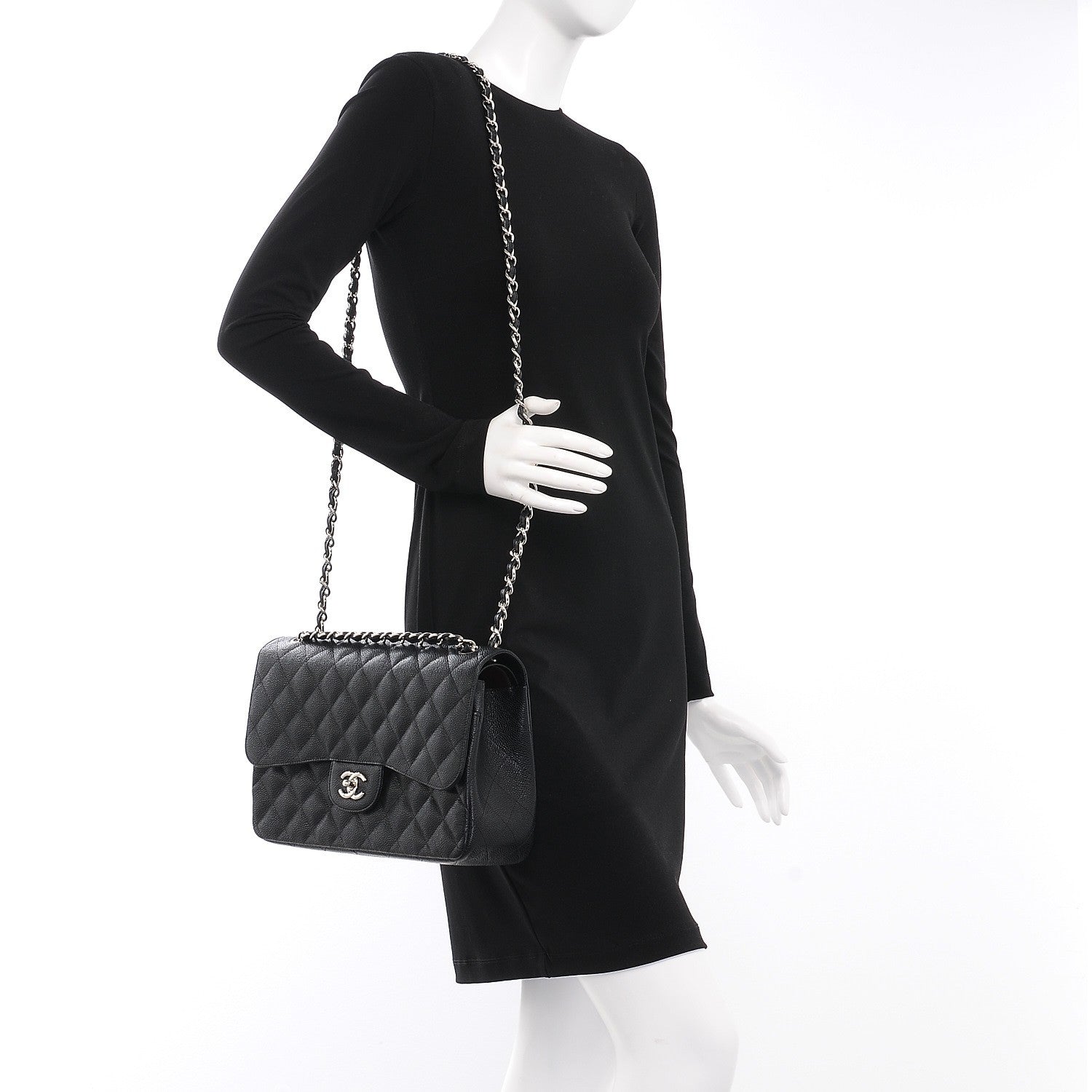 Chanel Caviar Quilted Jumbo Double Flap Black 2 of 7