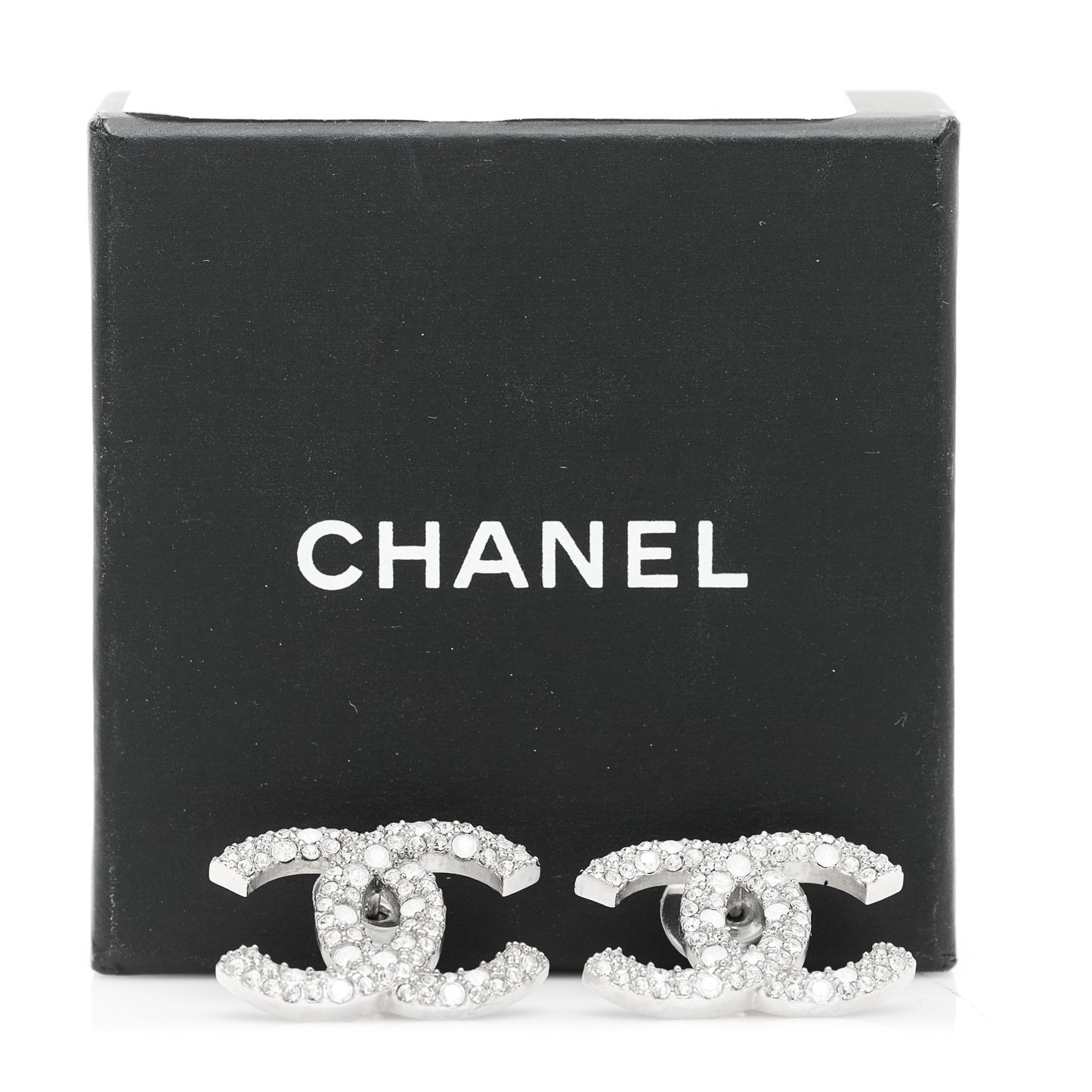 Crystal Large CC Earrings Silver