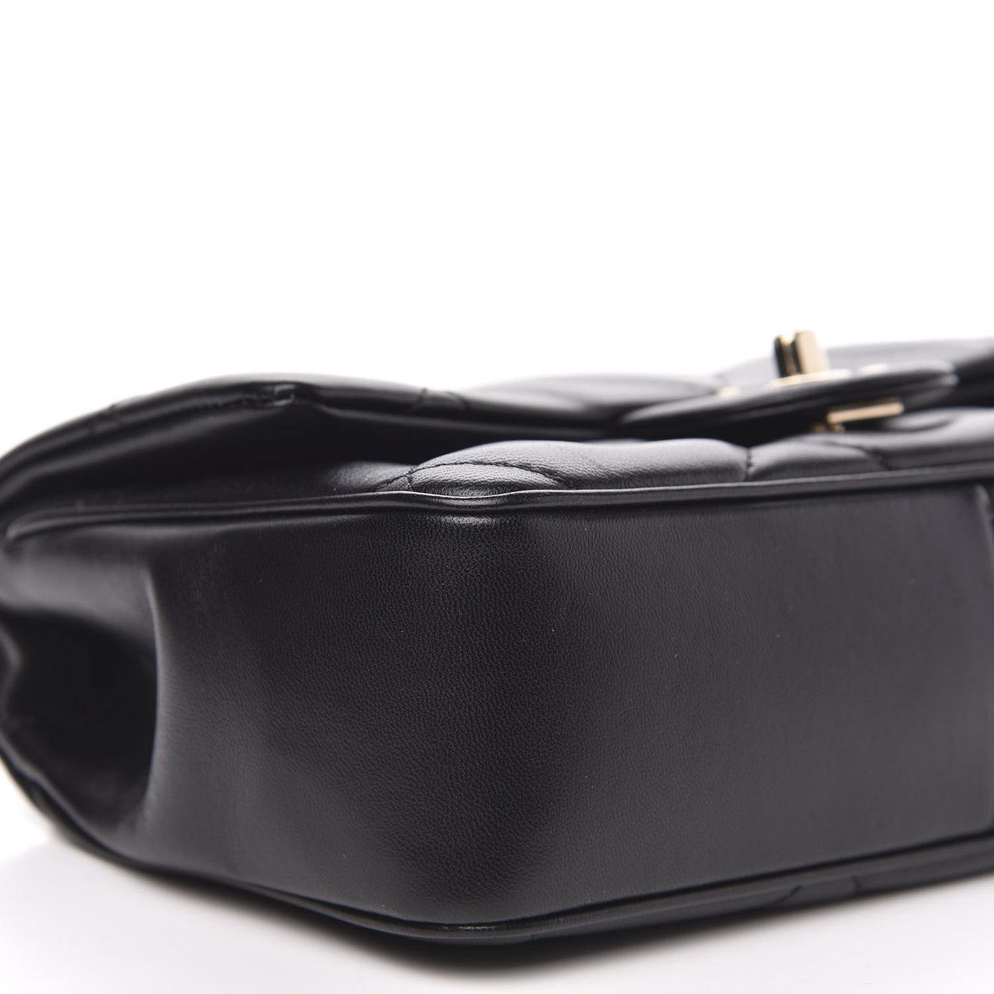 Lambskin Quilted Small Easy Carry Flap Black