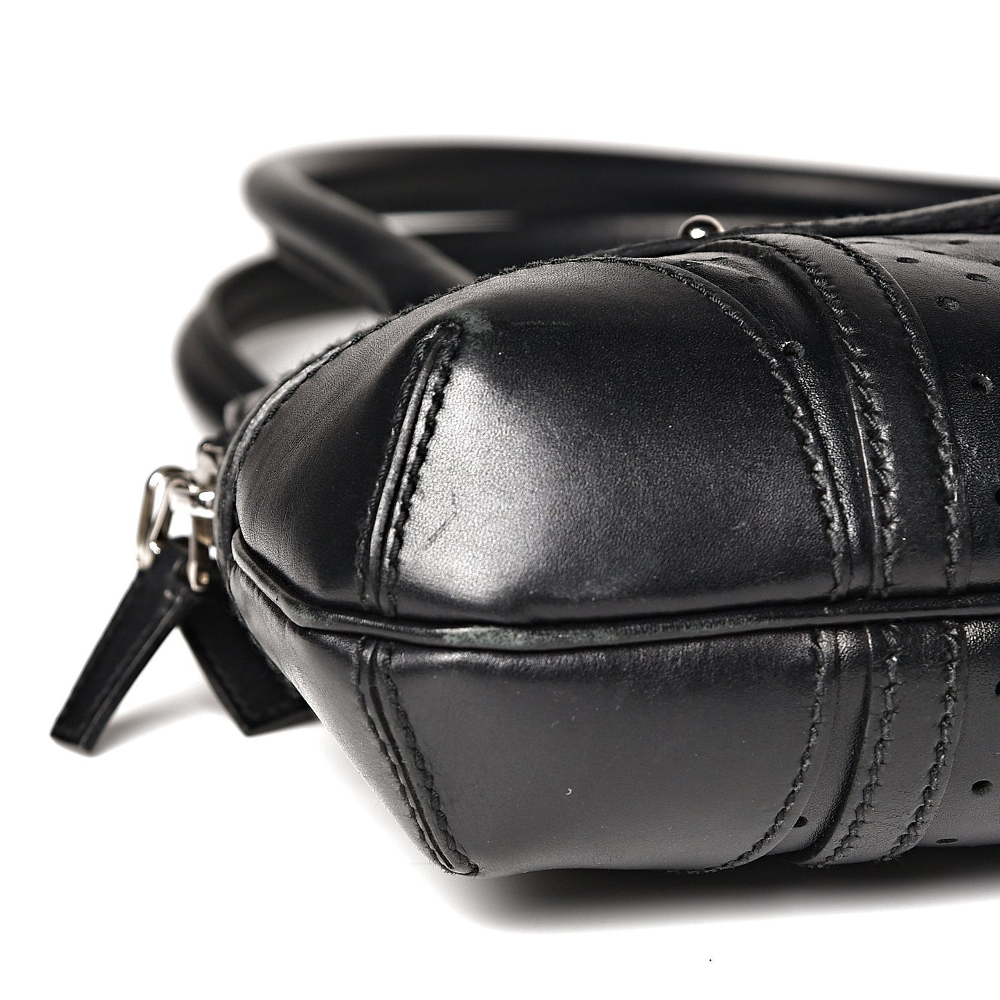 Perforated Calfskin Reins Tote Black