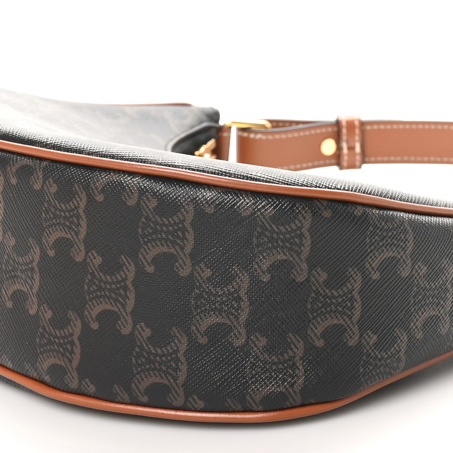 Celine Triomphe Canvas Calfskin Ava Shoulder Bag Tan 9 of 10