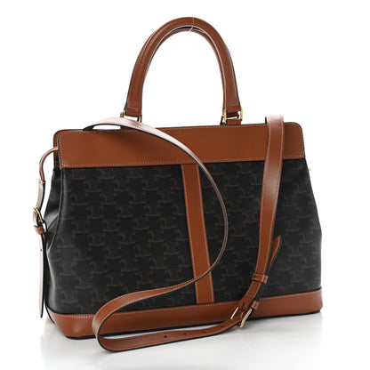 Celine Triomphe Canvas Calfskin Cabas De France Handbag Tan 2 of 9