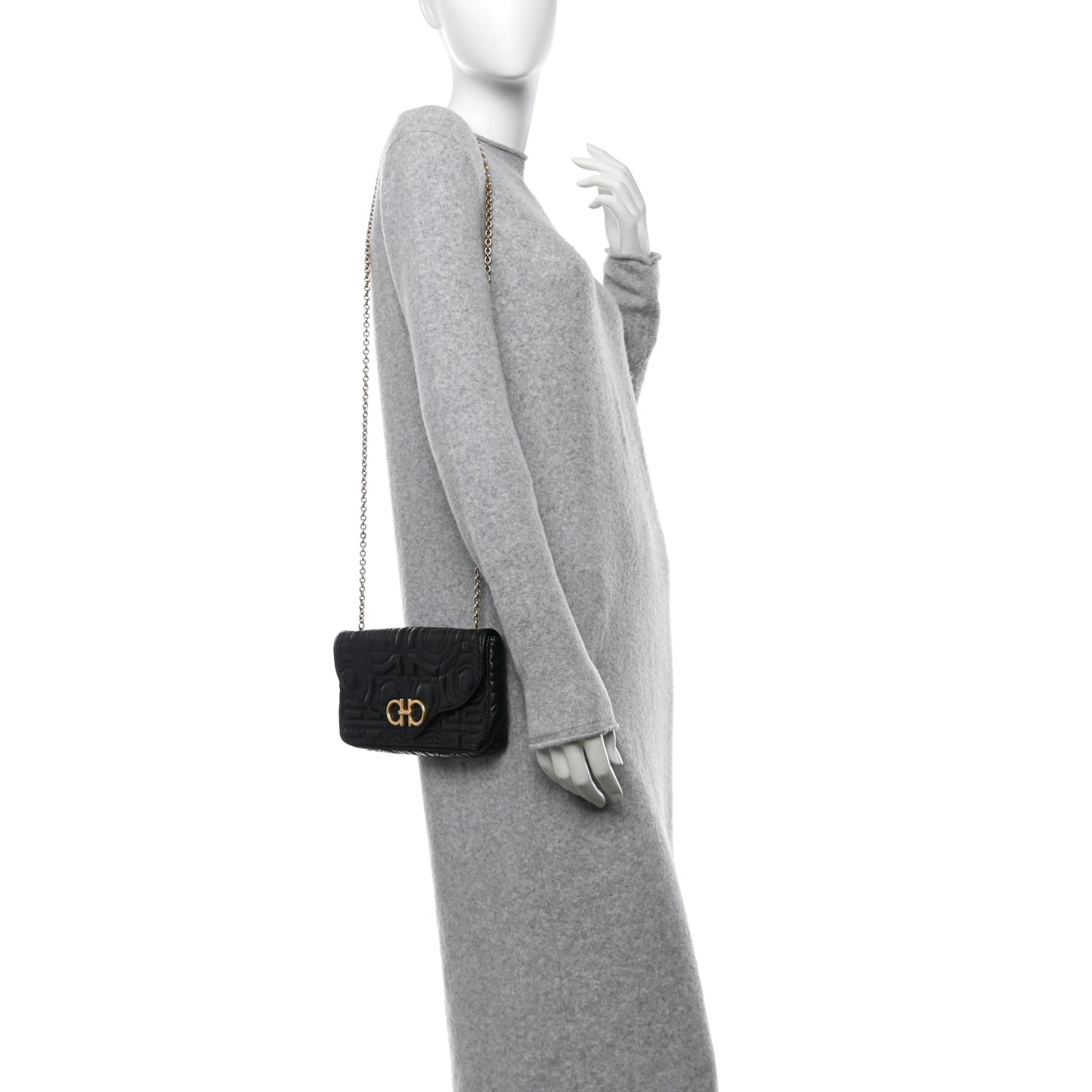 Calfskin Quilted Gancini Mini Bag Black