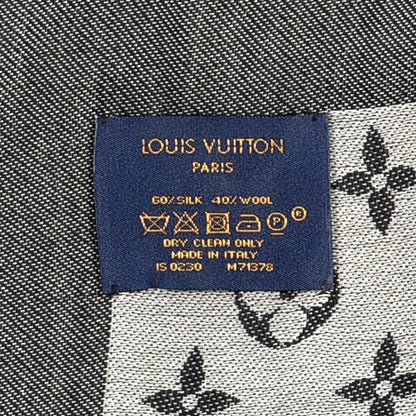 Louis Vuitton Silk Wool Monogram Denim Shawl Black 2 of 3