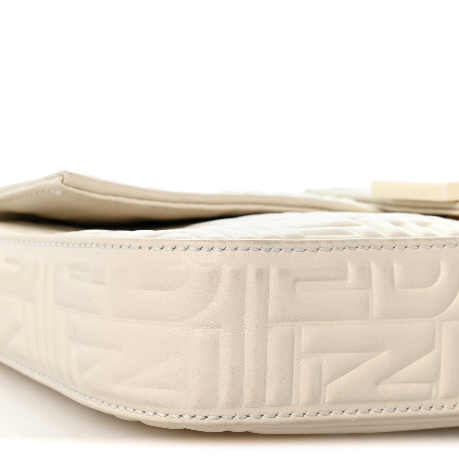 Fendi Nappa Logo Embossed Baguette White 9 of 13