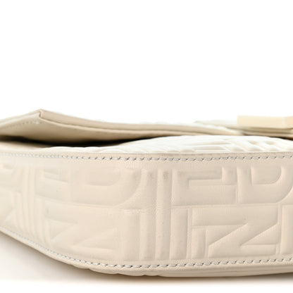 Fendi Nappa Logo Embossed Baguette White 9 of 13