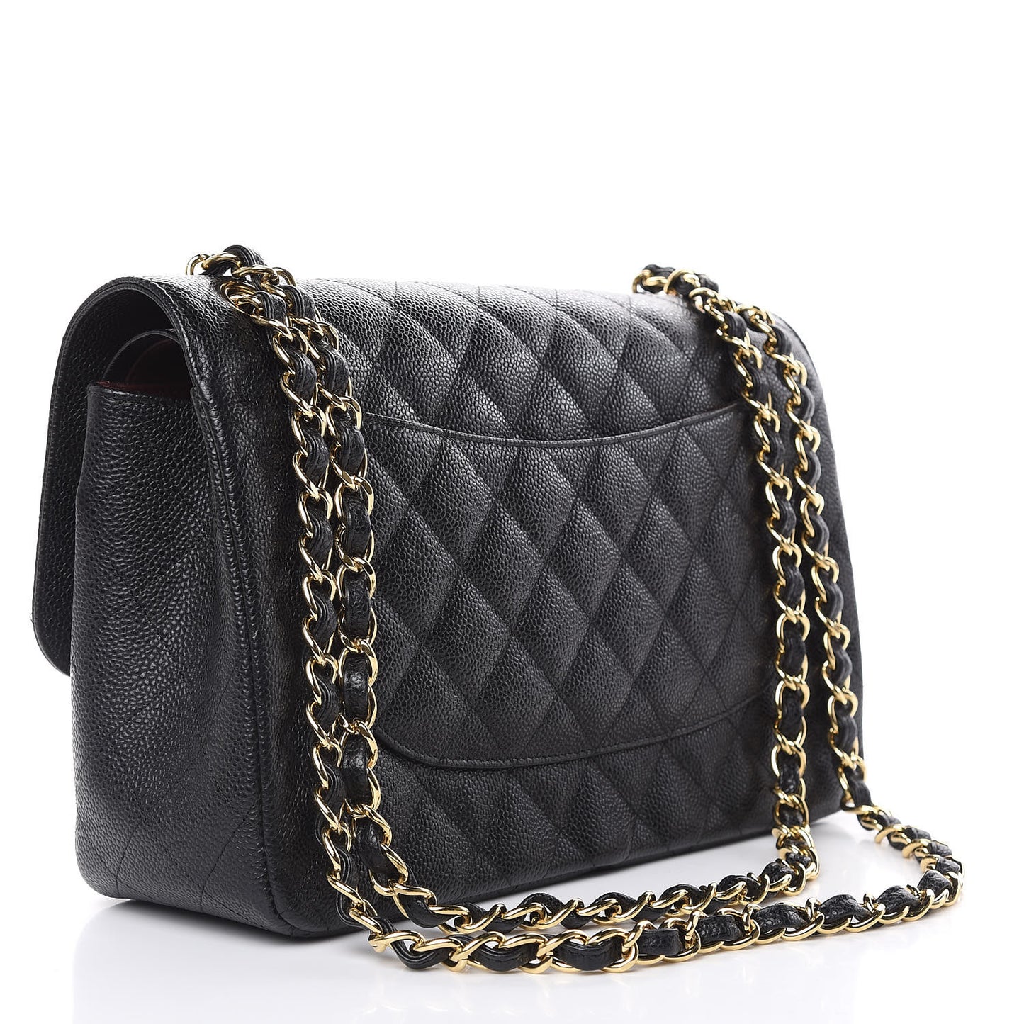 Caviar Quilted Jumbo Double Flap Black