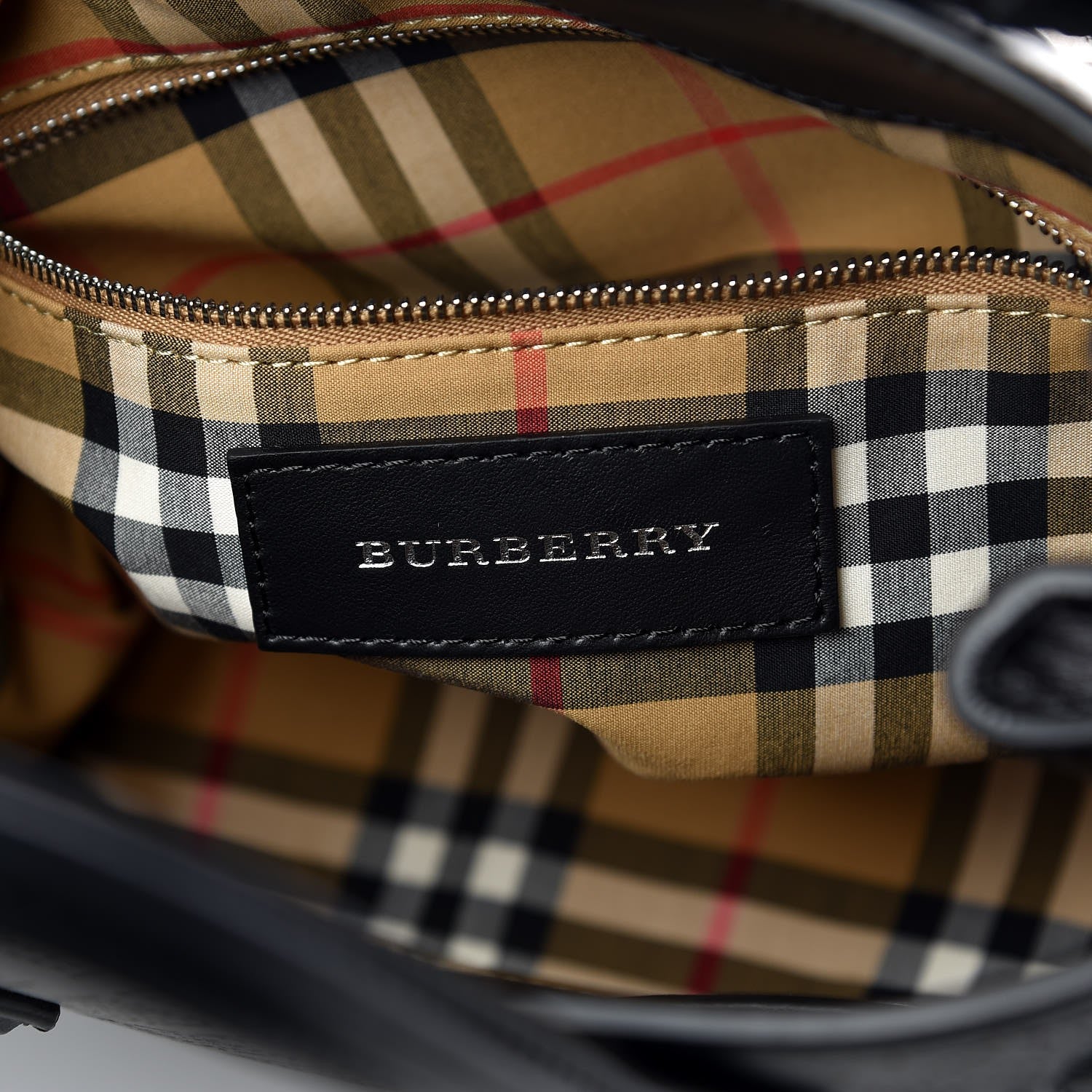 Burberry Calfskin Perforated Small Banner Tote Black 6 of 9