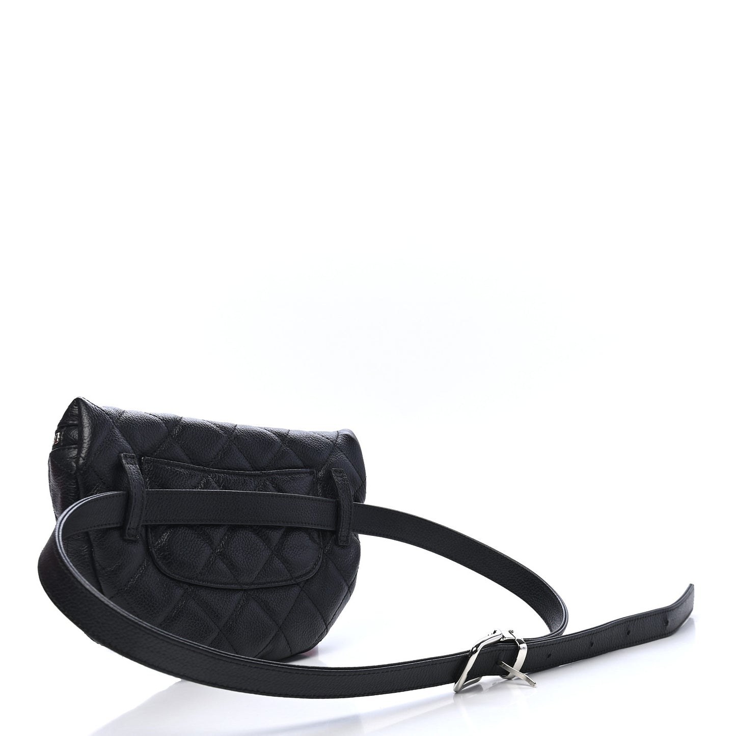 Grained Calfskin Quilted Waist Belt Bag Black
