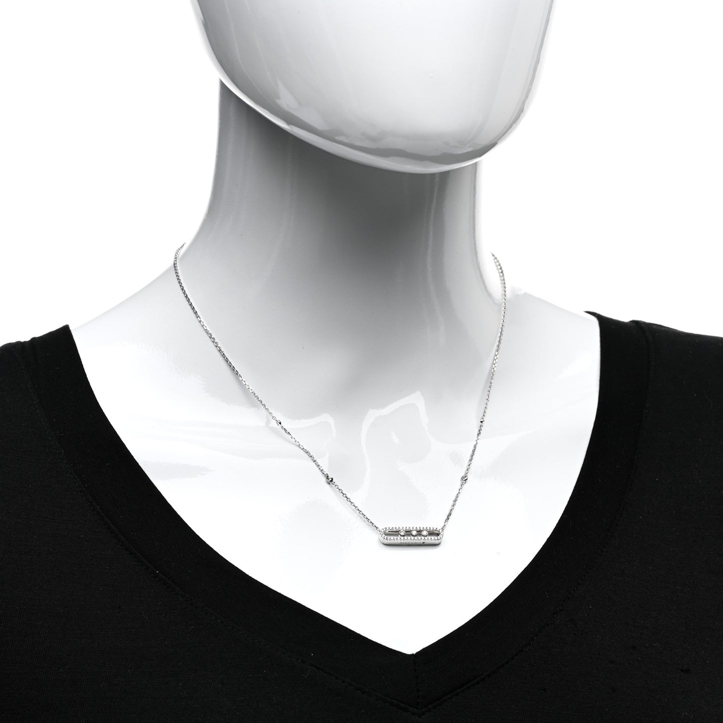 18K White Gold Diamond Move Pave Necklace