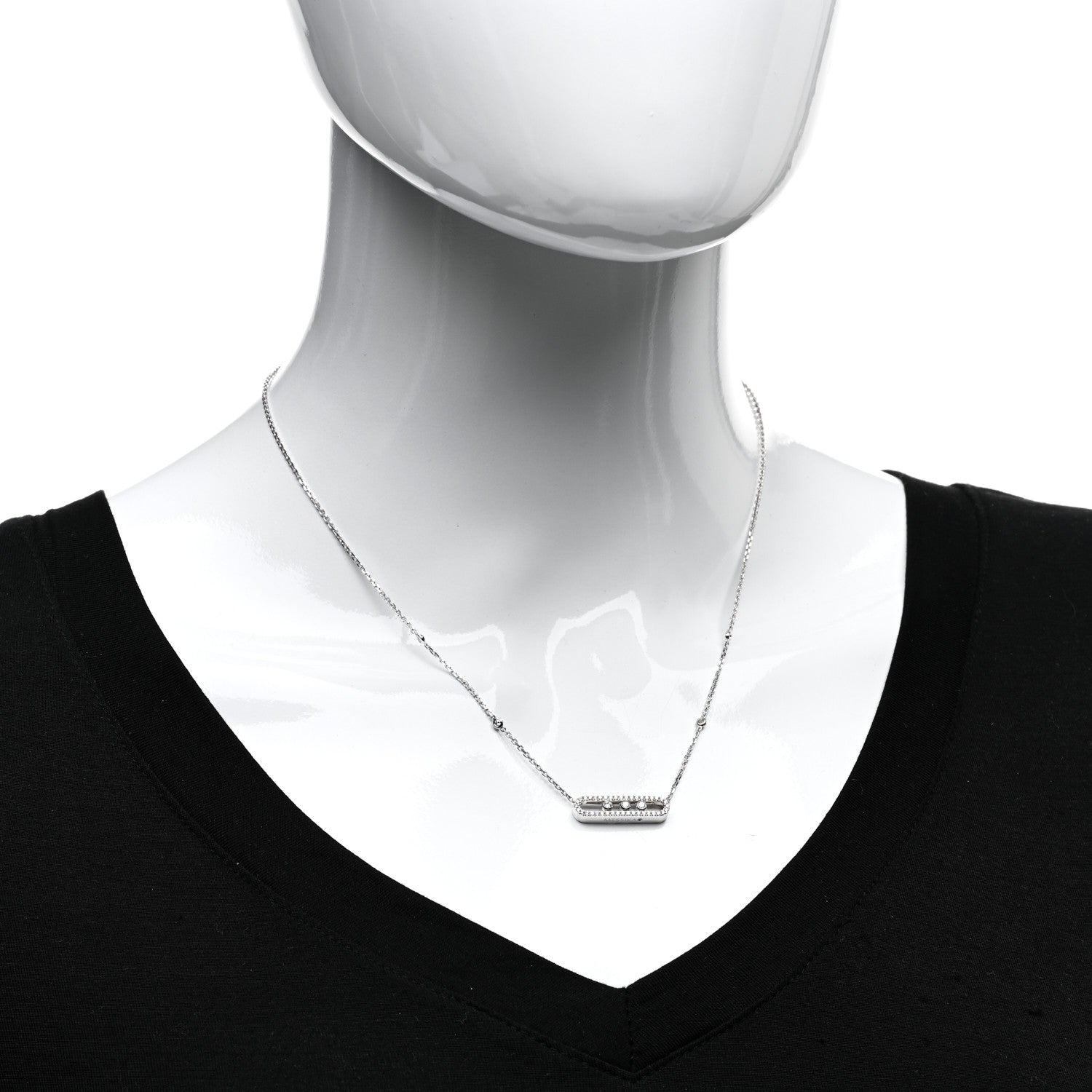 Messika 18K White Gold Diamond Move Pave Necklace 2 of 4