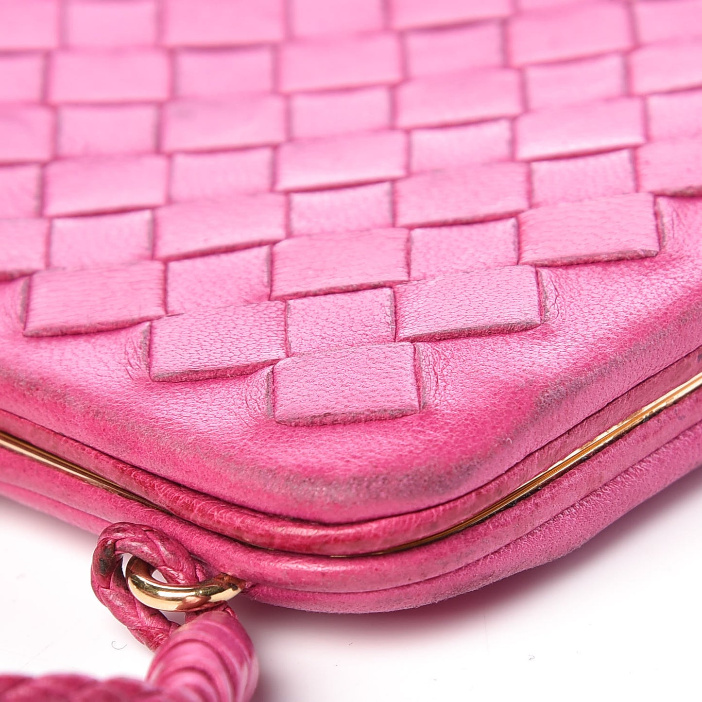 Nappa Intrecciato Kisslock Clutch Pink