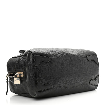 Prada Vitello Daino Print Logo Bowler Black 3 of 15