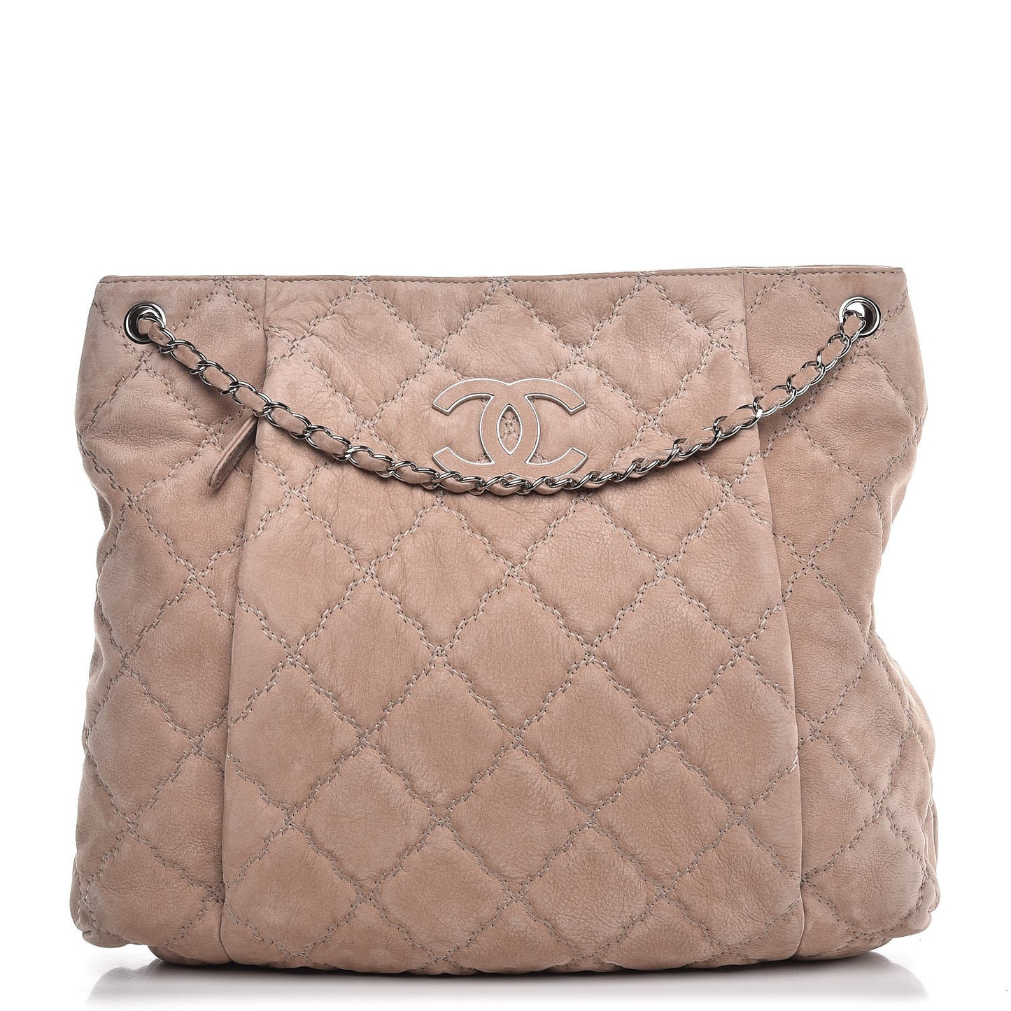 Nubuck Double Stitch Large Hamptons Shopping Tote Light Brown