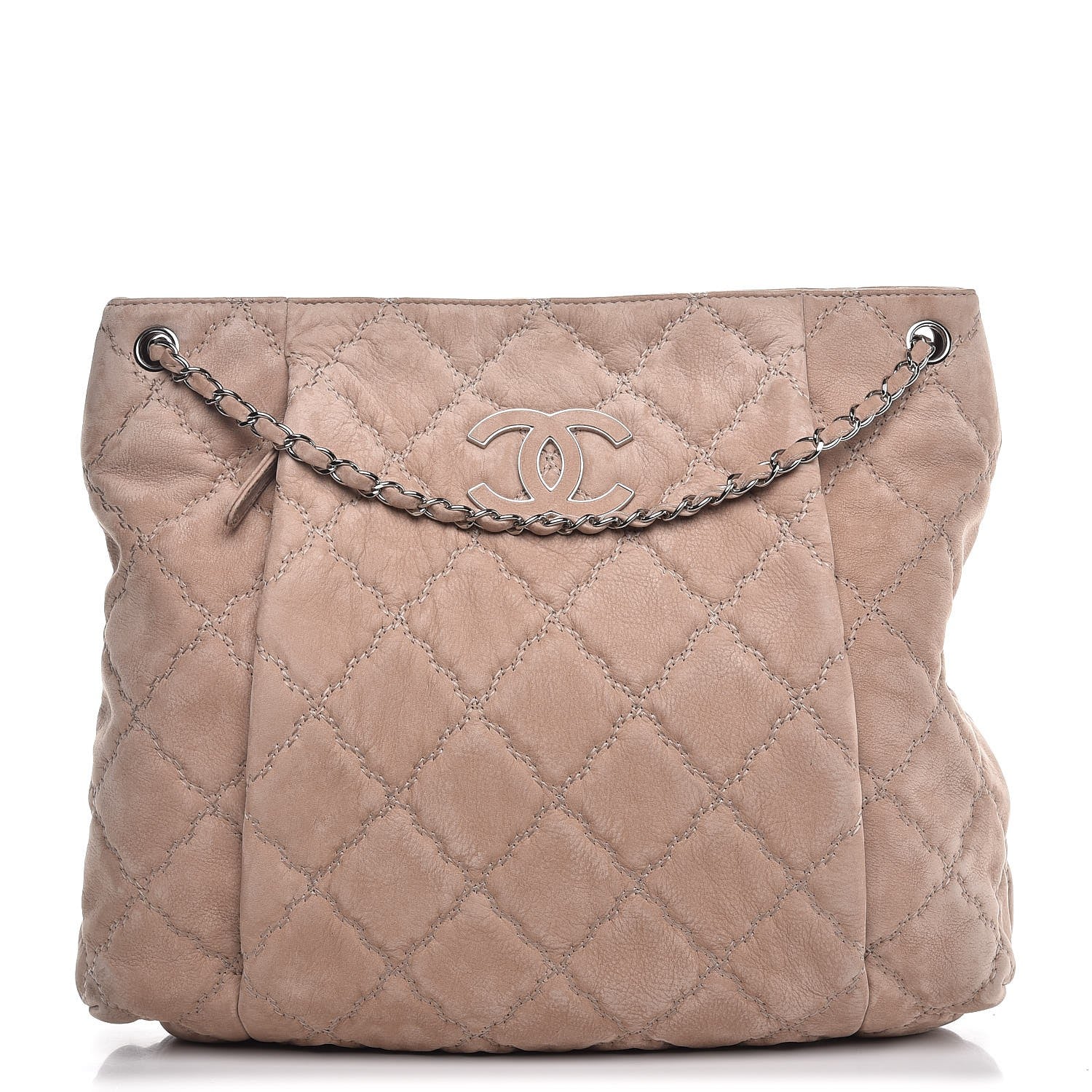 Chanel Nubuck Double Stitch Large Hamptons Shopping Tote Light Brown 1 of 8