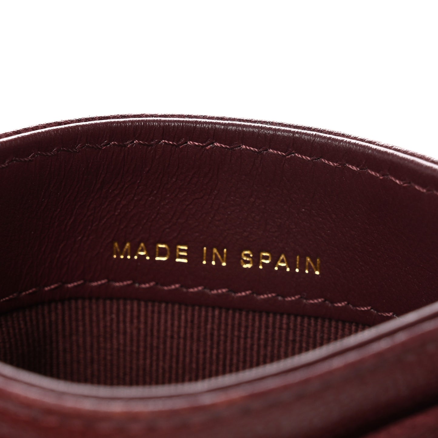 Caviar Quilted Studded CC Card Holder Burgundy