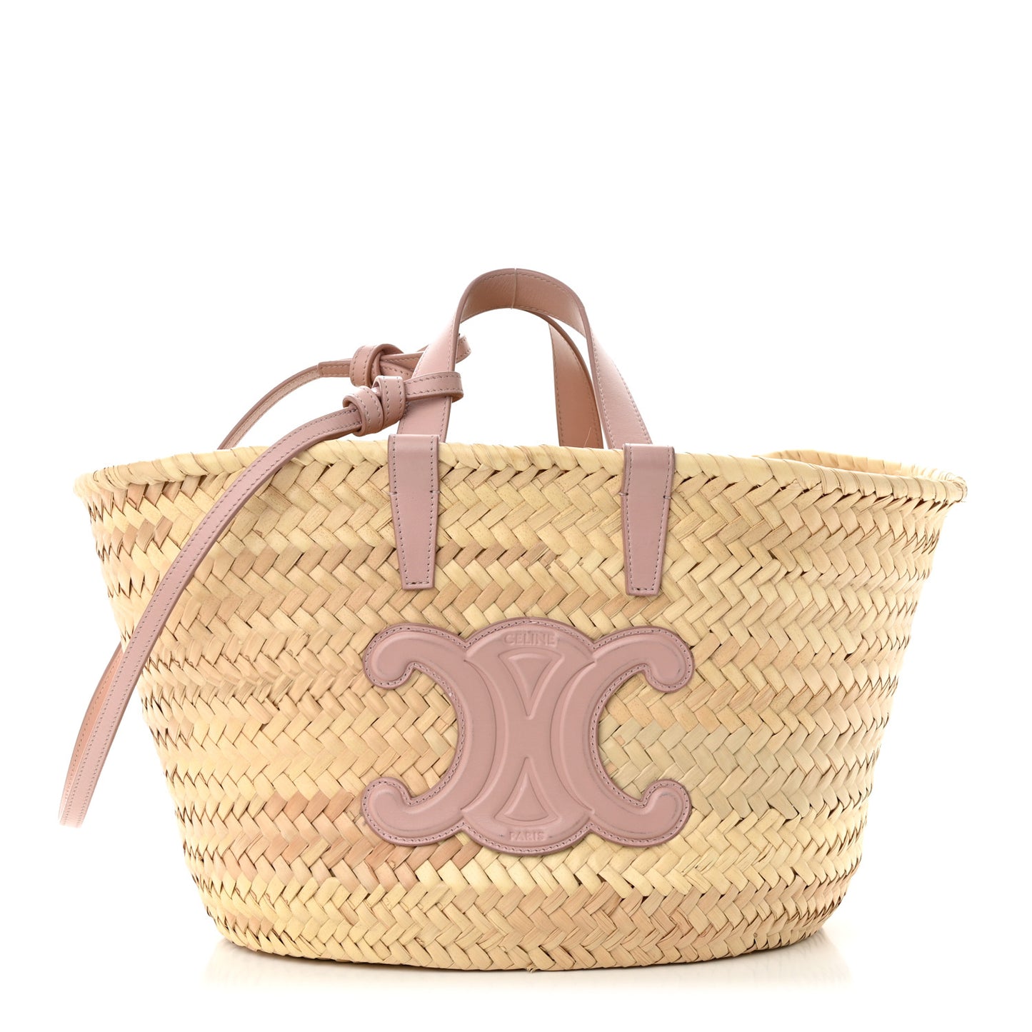 Raffia Calfskin Triomphe Teen Panier Vintage Pink