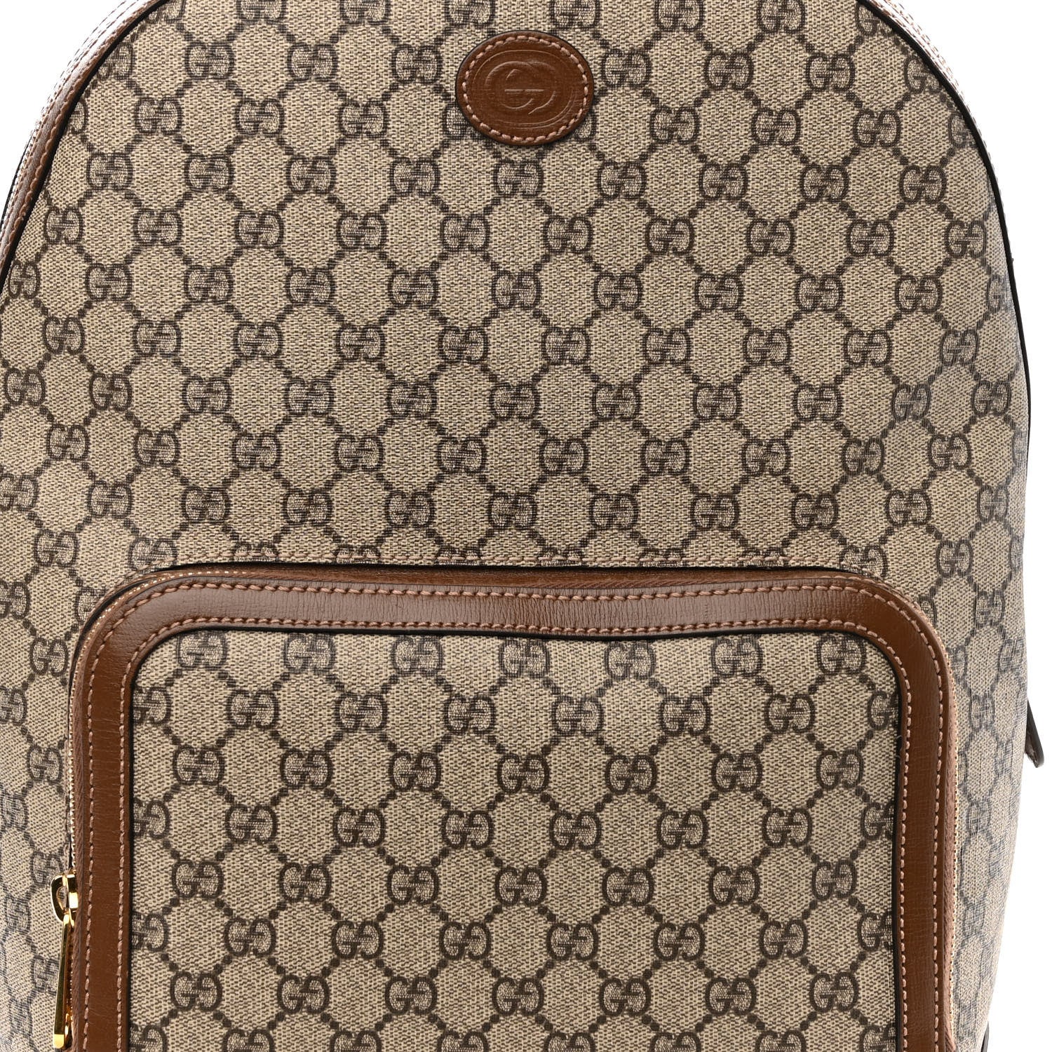 Gucci GG Supreme Monogram Textured Calfskin Retro Interlocking G Backpack Brown Beige 9 of 11